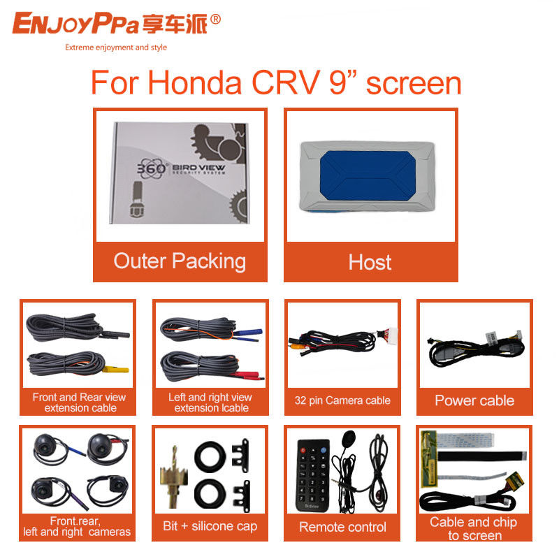 Veiligheid 360 graden auto camera panoramisch systeem voor Honda CRV 9 inch