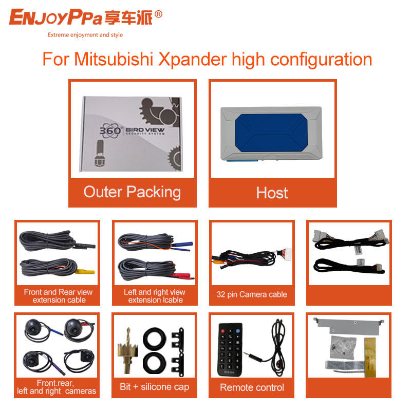 12V 360 auto camera beveiligingssysteem voor Mitsubishi Xpander 9 inch parkeerhulp