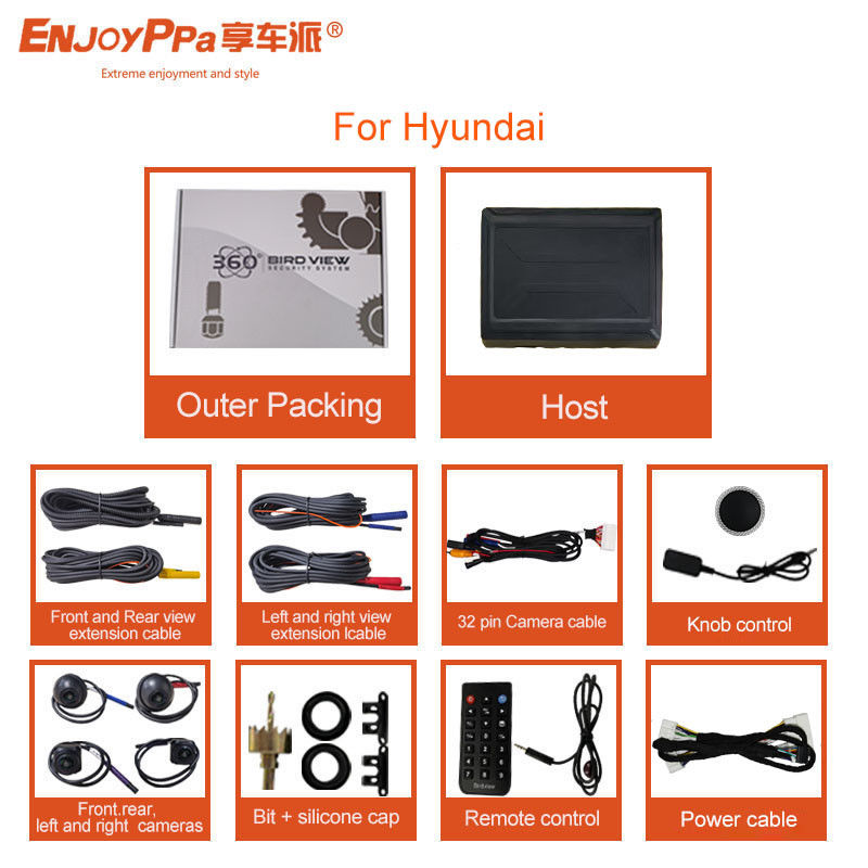 4-kanaals DVR 1080P Night Vision 360 Car Camera System voor Hyundai 360-graden camera